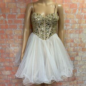 Dave & Johnny Jewel Dress with Tulle‎ Layered Skirt